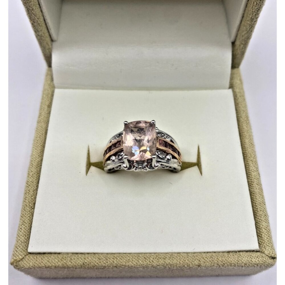 925 Silver Ring Size 5 Morganite, Pink-Peach Stone, Cocktail Ring